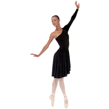 One shoulder Lycra Dance Dress Style #: OS-510F. Single shoulder long sleeve with cascade skirt. Dress Has An Attached Brief. Skirt is 19 inches long in the front and 21 inch in the back. Nylon/Lycra Spandex fabric.
<li> Non-stock item. Allow two weeks for shipping. If unable to wait two weeks please call to check availablity.<br>
<li> Can be made in other colors. Call to enquire about fabric/color availabilties.<br>