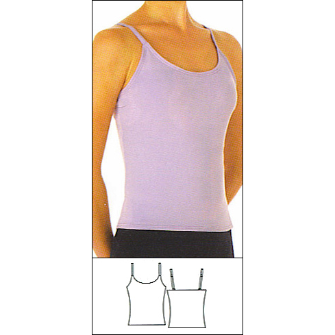 Camisole Top Style #: 0213. Camisole pullover with adjustable shoulder straps and front lining.Made out of ultra soft microfiber fabric which has moisture management qualities and retains it's shape and color wash after wash.This top is made a little longer than the standard workout tops,for an elegant full covarage look.** FINAL SALE ***