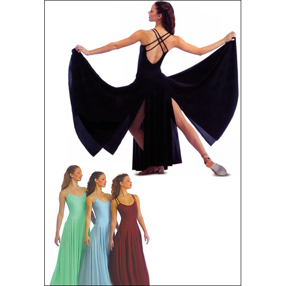 Cross Back Open Panel Dance Dress Style #: OSD-0215. Matte Lycra dance dress. Double criss cross back strap camisole. Open panel circle skirt with attaced brief. Full front lining.Dress Has An Attached Brief. 

<li> Non-stock item. Allow two weeks for shipping. If unable to wait two weeks please call to check availablity.<br>
<li> Can be made in other colors. Call to enquire about other fabric and color availabilties. Additional charges my apply.<br>
