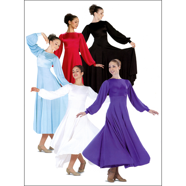 Long Sleeves Inspiration Dress Style #: OSD-0230. Elegant Long Liturgical Gown. Full polyester sleeves with Lycra cuffs, high round neck, attached empire double gore polyester skirt, top front lined.

*** Non-stock item. Allow two weeks for shipping. If placing a rush order please call to check availability. Can also be made in other colors upon request.***