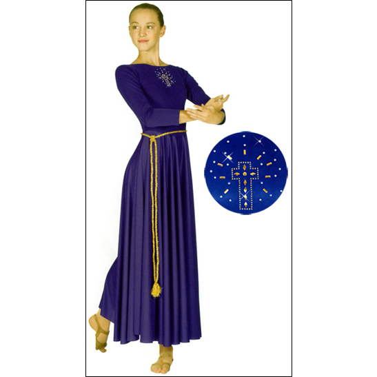 Polyester Dress With Cross Applique Style #: 11524. Polyester Dress With Cross Applique, lined border.
