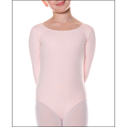 Girls' Long Sleeve Scoop Neck Cotton Leotard Style #: CC450. This long-sleeve scoop neck leotard works well for dance or gymnsatics.Soft Cotton/Lycra blend.