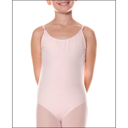Girl's Adjustable Strap Camisole Leotard Style #: CC100-C. This popular camisole leotard features adjustable straps, front lining and an open V-back. Garment dying makes this cotton leotard extremely soft.