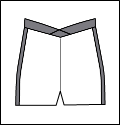 2 Color V-Front Short Short Style #: 13438-18438. 2-Color V-Front Shorts With Side Stripe. Black Shorts With Your Color Choice For Waist And Side Sripes.