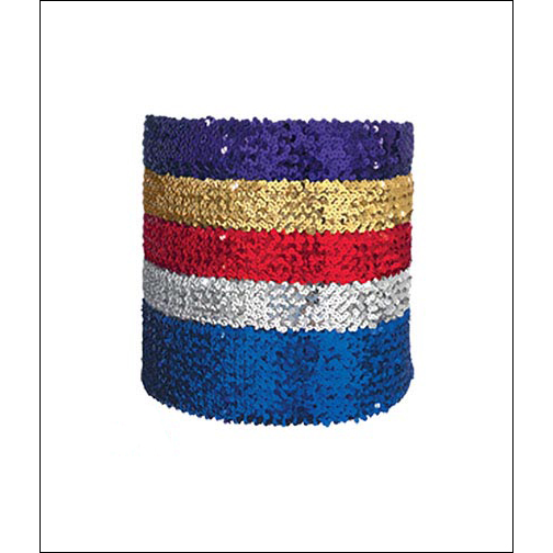 Stretch Sequin Belt Style #: 13744. Stretch Belt - 4 Inch wide Sequin. S/M=22"-38", L/XL=34"-48".