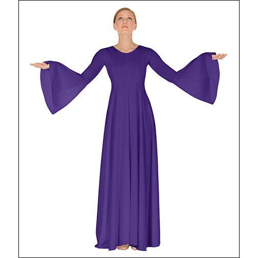 Bell Sleeve Dress Style #: Euro-13814. Polyester Princess Seam Dress with Bell Sleeves.Glossy fabric finish.
<li> Limited stock item. Allow two weeks for shipping. If unable to wait two weeks please call to check availablity.<br>