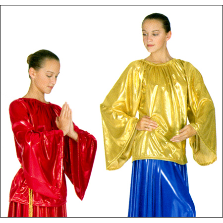 Metallic Angel Sleeve Blouse Style #: BT-9122. Angel sleeve Blouse. Wide Arm Opening. Luxurious And Soft Metalic Fabric.
<li> Limited stock item. Please allow 2 weeks for shipping.
<li> Shown in picture with Metallic Skirt style # BT-9127 sold separately.