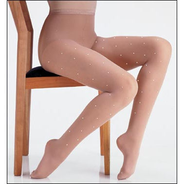 Rhinestone Tights Style #: 1874. Add sparkle to your performance with a pair of rhinestone tights. These Capezio® footed tights have rhinestone embellishments all over each leg that shimmer when hit by light. Hand wash in cold water and drip dry.