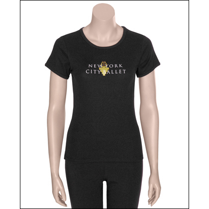 Women's NYC Ballet Essentials Logo Tee Style #: 1573. Our comfy t-shirt is part of our exclusive New York City Ballet collection and features an attractive screened NYCB logo. Slip one on for dance class or any time! Screened New York City Ballet Logo.