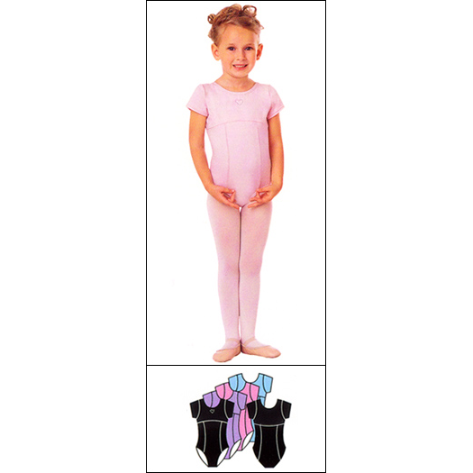 Short Sleeve Empire Leotard Style #: 2005. Short sleeve empire waist leotard features a princess seamed body. Features a rhinestone heart neck trim.