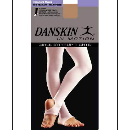 Girls' DuraSoft Nylon Stirrup Tight Style #: 249. These microfiber nylon stirrup tights are constructed with a slight textured appeal.<br>
Product Features<br>
<li> CoolMax® gusset 
<li> Sewn on waistband 
<li> Made in USA