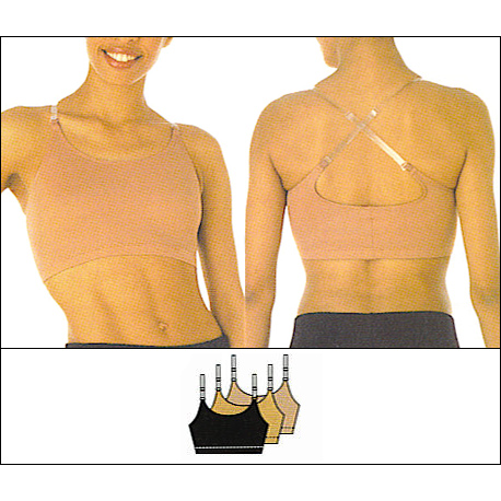 Pull On Bra Style #: 261. Pull-On Bra Features see through adjustable, detachable elastic shoulder strap.Supportive and light-weight fabric that can be worn as a second skin under other tight fitting garments.Center back seam only(no side seams)for maximum comfort and perfect fit.