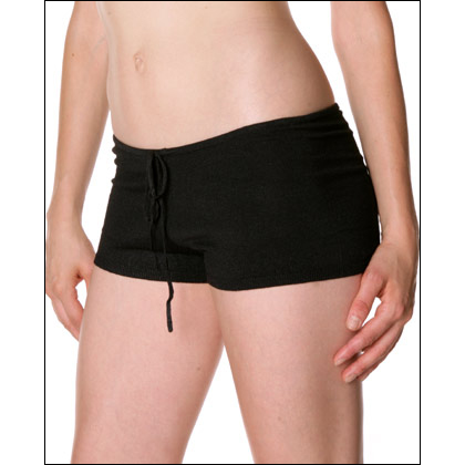 Women's Sheer Accents Drawstring Hot Short Style #: 2627. Our neat little drawstring hot short is a sure hit in the studio. Crafted in a light and delicate silk blend offering wonderful texture and a comfortable fit. The cute short leg is finished with a ribbed detail for a smooth finish. Comfortable drawstring waistband.Made in USA and Imported.