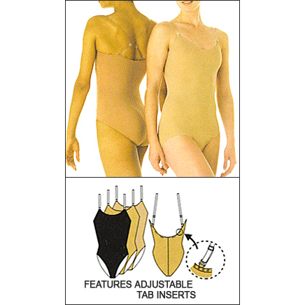Camisole Leotard w/See-Through Straps Style #: 266. Body Wrappers® camisole leotard features see-through adjustable, detachable elastic straps and six strap placement points. The totalSTRETCH™ Microfiber and Coolmax® crotch lining creates maximum fit and comfort underneath leotards and costumes. Camisole is semi-transparent with no side seams.Supportive and lightweight.