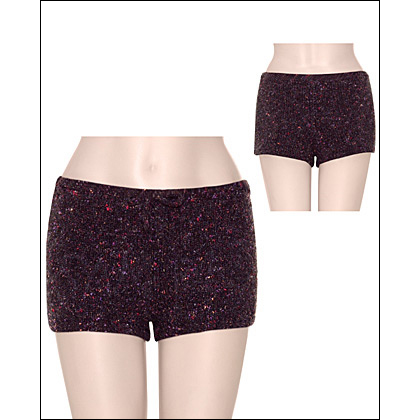 "new" Women's Tweed Knitwear Hot Short Style #: 2720. Our Tweed Knitwear Hot Short with adjustable front rise is hot, hot, hot in a thick yet lightweight knit featuring luxurious mohair. Ultra soft in a deep gray black with pink, peach and lavender flecks of color, you'll enjoy both comfort and eye-catching style!<br>
<br>
Product Features:
<li>A thick yet lightweight super soft knit with a touch of mohair for a truly special look 
<li>Adjustable front rise