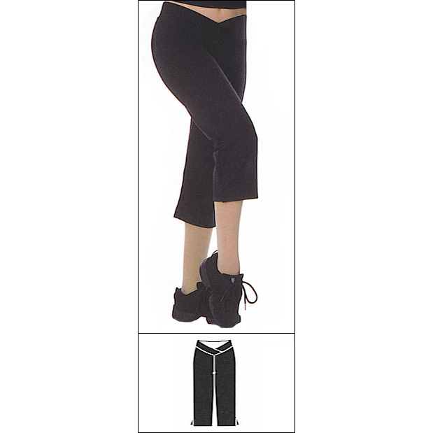 Crop Pant With V-Front Waist Style #: 327. Crop-flaired capri pants with a stylish low rise V-waist.Made in stretchy and comfortable cotton/lycra fabric.Ideal for dance or leisure.
