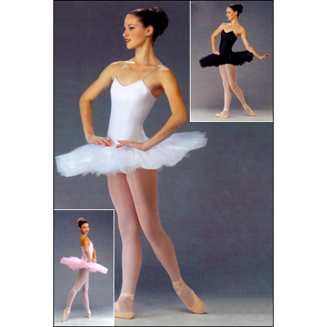 12 inches Pancake Tutu Style #: OS-333. Matte lycra hip trunk with a graded tutu of tulle and chiffon over four tier double net. (Shown over Leotard # 235-Sold seperately).
<li> Limited availability. Allow 4-6 weeks for shipping. If unable to wait, please call to check availability .***FINAL SALE***