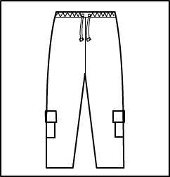 2 pocket cargo Pant Capri length with draw string Style #: 3430-8430. 2 pocket cargo Pant Capri length with draw string waist