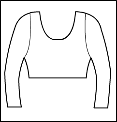 Cropped Long Sleeve Top Style #: 3443-8443. Crop length,long sleeves top. ***Non-stock item.  Allow two(2) weeks for shipping; final sale.***