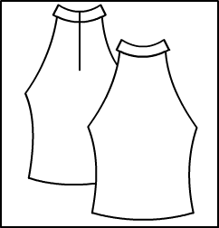 Zip Back Mock Neck Halter Style #: 3445-8445. Zip Back,Mock Neck,Waist Length Halter Top. ***Non-stock item.  Allow two(2) weeks for shipping; final sale.***