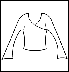 Wrap Front Long Sleeves Top Style #: 3452-8452. Wrap-Front Long Sleeve Flare Top. ***Non-stock item.  Allow two(2) weeks for shipping; final sale.***