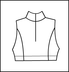 Zip Front Mock Neck Princess TopW Contrast Binding Style #: 347BND. Zip Front Mock Neck Princess Top With Contrast Binding. ***NON-STOCK ITEM. ALLOW TWO (2) WEEKS FOR SHIPPING; FINAL SALE.***