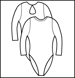 Long Sleeve Crew Neck Leotard with Keyhole Back Style #: 353-853. Long Sleeve Crew Neck Leotard with Keyhole Back.  ***NON-STOCK ITEM.  ALLOW TWO (2) WEEKS FOR SHIPPING; FINAL SALE.***