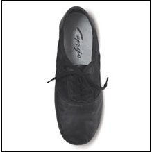 capezio - Economy Leather/Canvas,Split Sole,Jazz Style #: 358. Capezio®'s authentic split-sole design for maximum flexibility that enhances the arch. Vamp and heel are leather. Center of shoe is canvas for snug fit and air circulation. Rubber pad on metatarsal and rubber heel.*** White color available only up to size 10 ***.