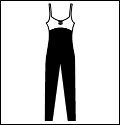 2 Tone Pinch Front Unitard Style #: 372-872. 2 Tone Pinch Front Cami Unitard.Your color choice applies to the top to coordinate with a black bottom.  ***Non-stock item.  Allow two(2) weeks for shipping; final sale.***
