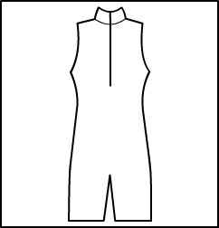 Sleeveless zip front Mock neck biketard Style #: 373-873. Sleeveless zip front Mock neck biketard.  ***Non-stock item.  Allow two(2) weeks for shipping; final sale.***