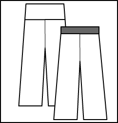 Roll Waist Capri Pants Style #: 3733-8733. Roll down clam digger with trim at waist