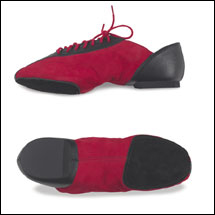 Capezio - "Strike"-Suade/Leather ,Split  Sole,Jazz Style #: 390. Inspired by the great Amercian bowling shoe, the Strike has soft, supple perforated nubuck with matching or contrasting smooth leather trim. All leather, this shoe comfortably hugs the foot while perforations help keep feet cool. The Strike has a split sole design featuring a suede sole patch and EVA heel. Contoured styling creates a flattering top-line. It has suede socklining, brushed poly lining, and cotton laces.
*** List Price $ 44.95 ***
