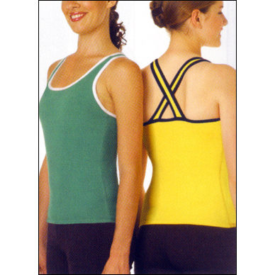 Criss-Cross Back Pullover Style #: 395. Long line,criss-cross Back Pullover top.Features contrast binding and a qwik-wik front lining.Sporty and Supportive styling.**SOME COLORS ARE LIMITED STOCK ***