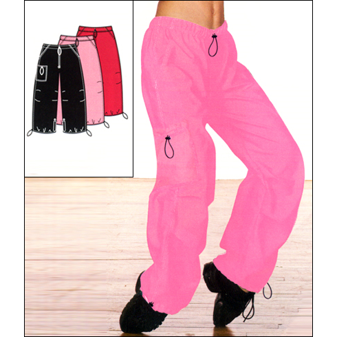 Baggy Fit Hip Hop Pant Style #: 4287. Baggy Fit hip hop pant has roomy pockets, knee darts, pocket at right knee, toggle bungee cord drawstringand trim adjustable pant leg tab detail.Nylon "RipStop" fabric.