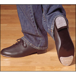 Capezio ''Tapster''  Tap Shoe Style #: 442B. This entry level all manmade tap oxford by Capezio® has a cushioned sock lining for added comfort with a distinctive Star Power Printed lining. The "Tapster" features a back heel reinforced tab that prevents splitting and the taps are riveted on to the shoe.