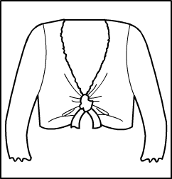 Tie Shrug 3/4 Sleeve Style #: 5900. Tie Shrug 3/4 Sleeve. ***NON-STOCK ITEM. ALLOW TWO (2) WEEKS FOR SHIPPING; FINAL SALE.***
