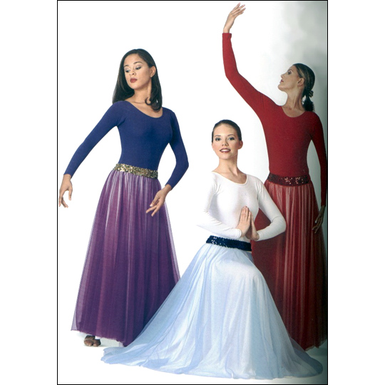 Floor Length Chiffon Skirt Style #: 60-16. Floor Length Chiffon Skirt on elastic waist band,. Wear over 60-7 skirt to add color. 37" long.