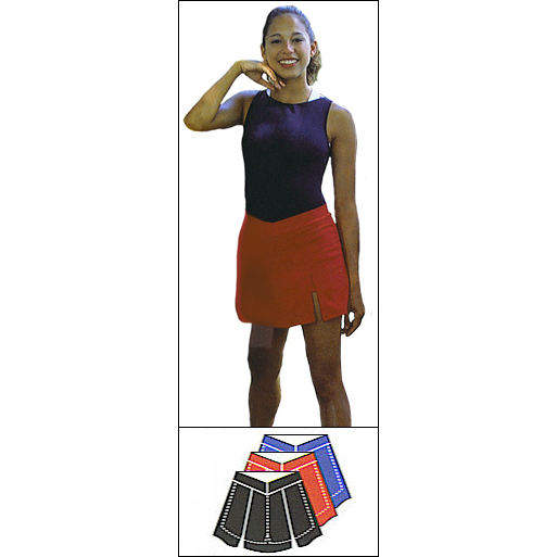 Ottoman Skort Style #: 652. Ottoman Skort features a front slit overskirt and a V-front waistband.Attached briefs.