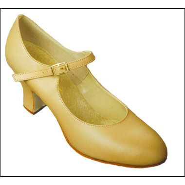 Capezio-"Manhattan" Character Shoe Style #: 653. Easy to break in and ready to wear, this character shoe gives any routine just the right look, right down to an elegant ankle strap. Constructed from soft, durable leather with folded edges for a clean look. To improve comfort and fit there's a fully leather lined footbed with a foam cushioned insole and a non-slip heel counter. The sole is full leather and the 2.5" contoured heel is fully breasted and wrapped. Its flared design provides a larger strike zone for increased stability.