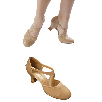 Capezio "Broadway Flex" Character Shoe Style #: 658. <li> Leather upper with stretch neoprene. 
<li> Suede sole. 
<li> 2" flared heel provides an attractive look.<br>
Please note: Taps are sold separately.