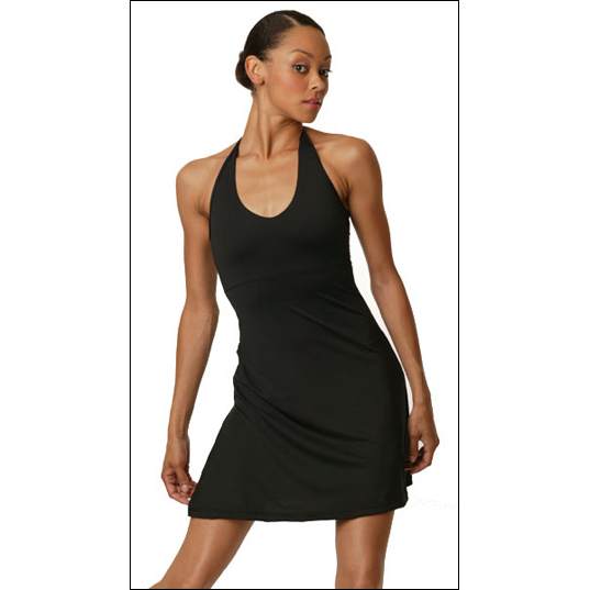 Halter Dress Style #: OSD-7408. This audition-worthy dress features V-front halter neckline, empire seaming, a side-slit A-line skirt and attached brief. Bodice is fully lined. Soft and body-hugging microfiber fabric.

<li> Non-stock item. Allow two weeks for shipping. If unable to wait two weeks please call to check availablity.<br>
<li> Can also be made in other colors. Call to enquire about other fabric and color availabilties. Additional charges my apply.<br>