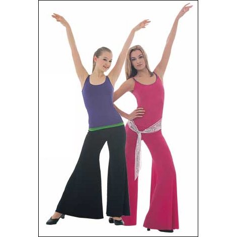 Low Rise Fluid Moving Palazzo Pant Style #: 7873. Stylish Silhouettes are enhanced by the fluid motion of our new "free flo" fabric providing exceptional comfort and freedom of movement.Great styling for dance and fashion.
