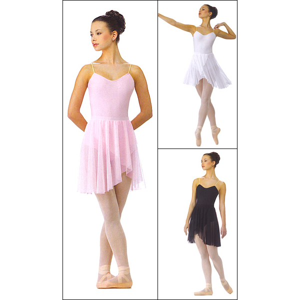 Stretch Mesh Mock Wrap Cascade Skirt Style #: OSS-81. Elastic step in waistband. Sheer fabric with fabric wrap in the front.18" Long.