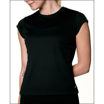 Women's Cross Training Crew Neck Tee Shirt Style #: 8116. A Crew for You… Great for layering or worn alone, slip into our quick-drying, soft draping crew neck t-shirt with a delicate woven pattern. Smart reflective piping down the shoulder and reflective logo detail add to the versatility of this easy fitting top.<br>
<br>
Product Features:<br>
<li>Our exclusive "Stretchfit Sleek" construction with medium compression gently slims for great multi-purpose dressing and easier fit <br>
<li> Crafted in our O2 Performance™ quick drying tech fabric that offers a free flow of oxygen to keep you cool and dry<br>
<li> Cap sleeve<br> 
<li>Reflective piping and logo detail