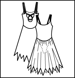 Cami Loop Back Dress W/ Handkerchief Glistenette S Style #: 8201. Camisole Loopy-Back Dress With Sheer Glisenette Handkerchief Skirt. ***NON-STOCK ITEM. ALLOW TWO (2) WEEKS FOR SHIPPING; FINAL SALE.***