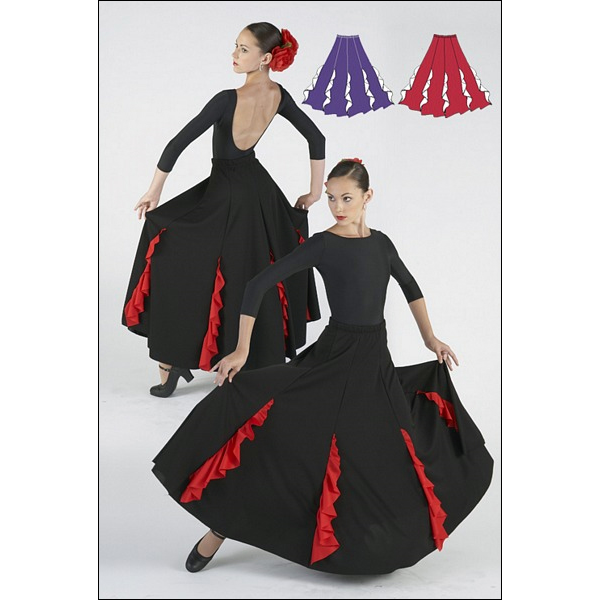 Flutter Skirt Style #: MS-85775. Knit 8-gore skirt with front & back flounces. Drawstring waist.
<li> Limited stock item. Allow two weeks for shipping. If unable to wait two weeks please call to check availablity.<br>