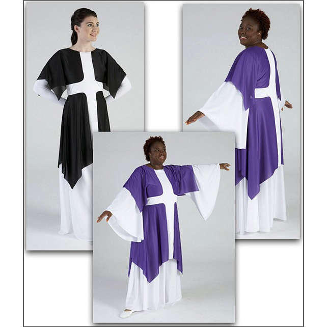 Cross Overlay Style #: MS-85786. Knit overlay available in five colors with a white cross inset. (Black shown in picture with TB135 leotard & 565 Palazzo Pants; Plum shown in picture with 85804 tunic & 565 Palazzo Pants)
<li> limited stock item. Allow two weeks for shipping. If unable to wait two weeks please call to check availablity.<br>