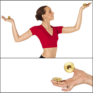 Finger Cymbals  Style #: 86906. 2-Pairs of Real Brass Finger Cymbals with elastic loop.