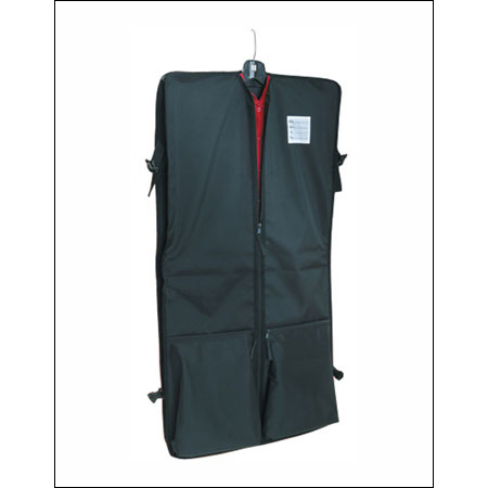 Adult Logo Garment Bag Style #: 90. The adult garment bag has a hand strap and shoulder strap with an adjustable pad. Large inner pockets zip close to carry shoes and accessories. Includes a name tag. Side clips will keep everything in place.<br>
<br>
Dimensions: 22" W x 45" H x 2.5" D