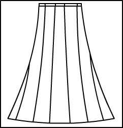 26 inch Gored Swing Skirt Style #: 9105. 26"Long-Multi Panel,Gored Swing Skirt.